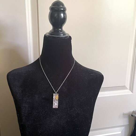 Necklace Pendant Sterling Silver Bird Sun 18" Chain Handcrafted Andree Chenier - Picture 2 of 10